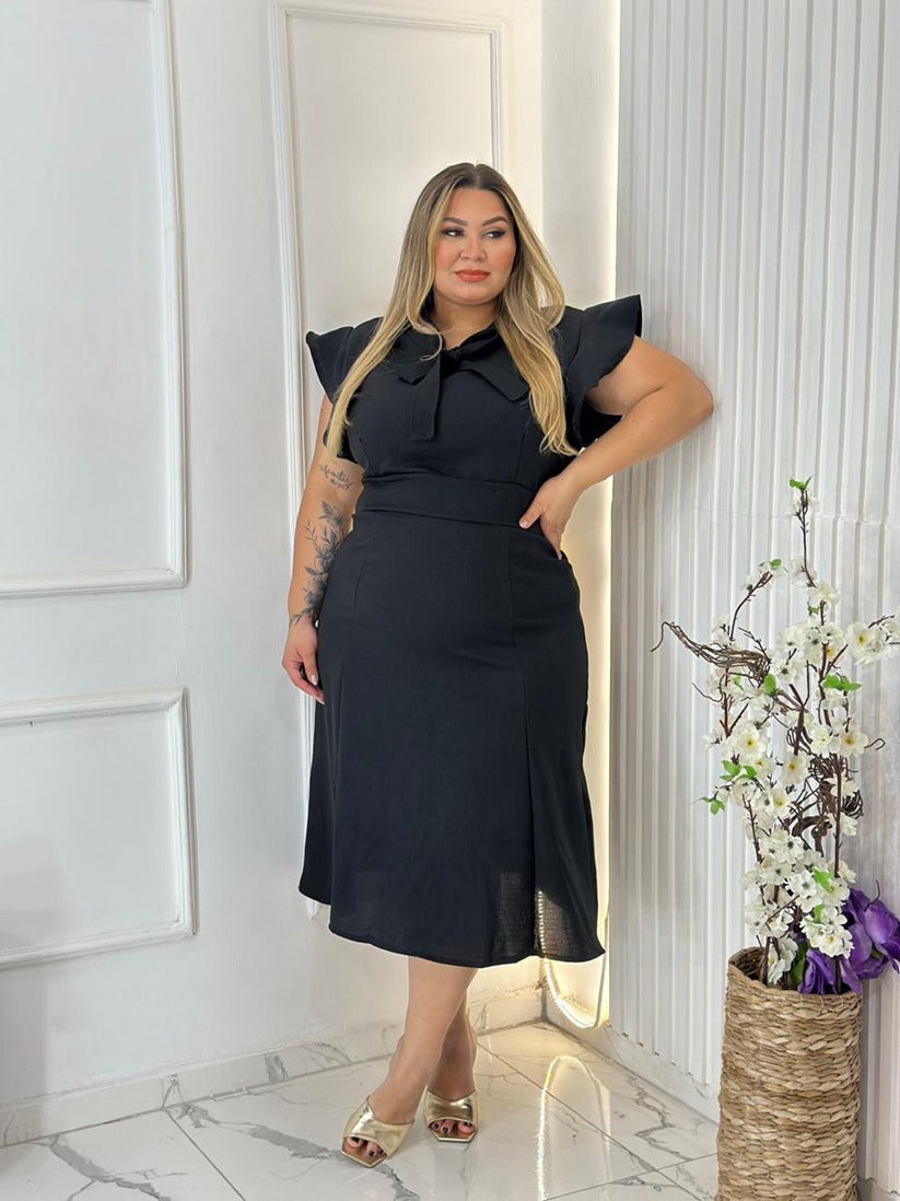 Robe épaulette semi-longue Plus size