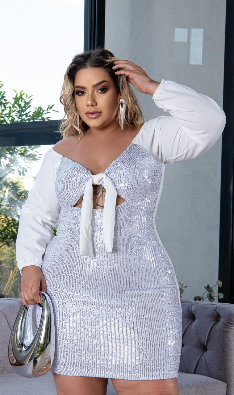 Robe blanche pailleté Plus size