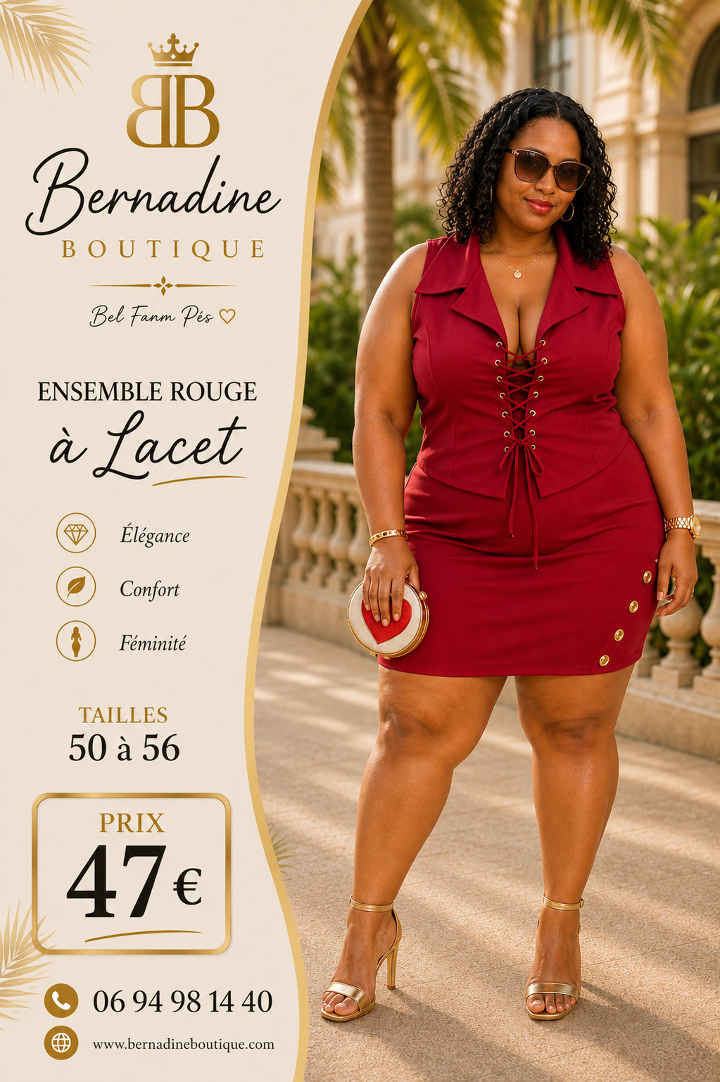 Ensemble décolleté lacet Plus Size