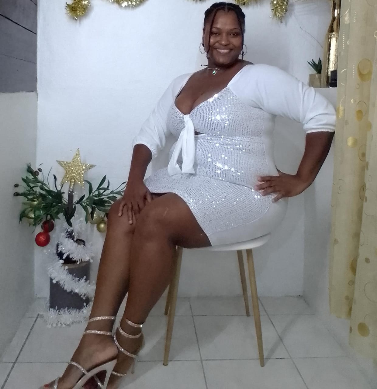 Robe blanche pailleté Plus size