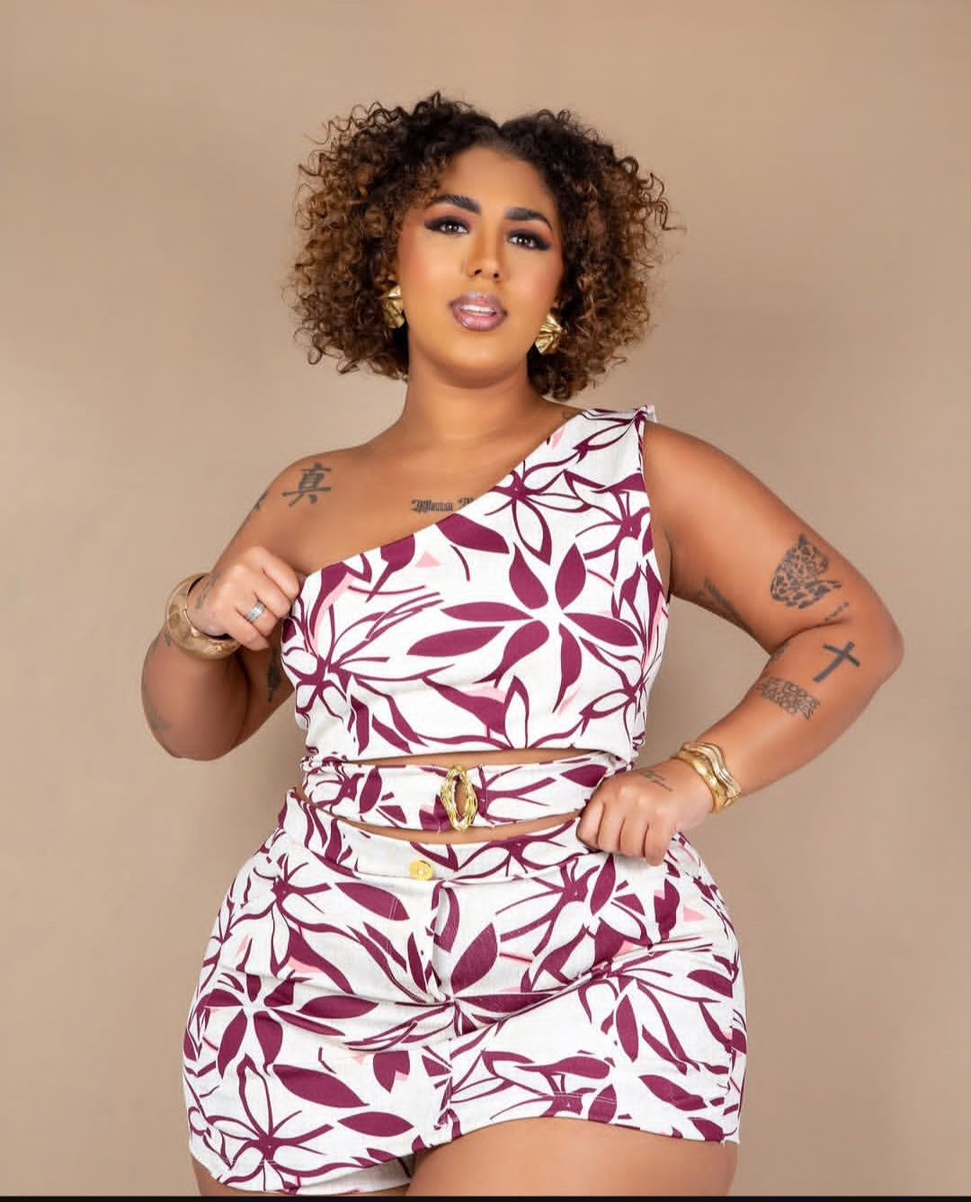 Ensemble fleuri semi bustier Plus size